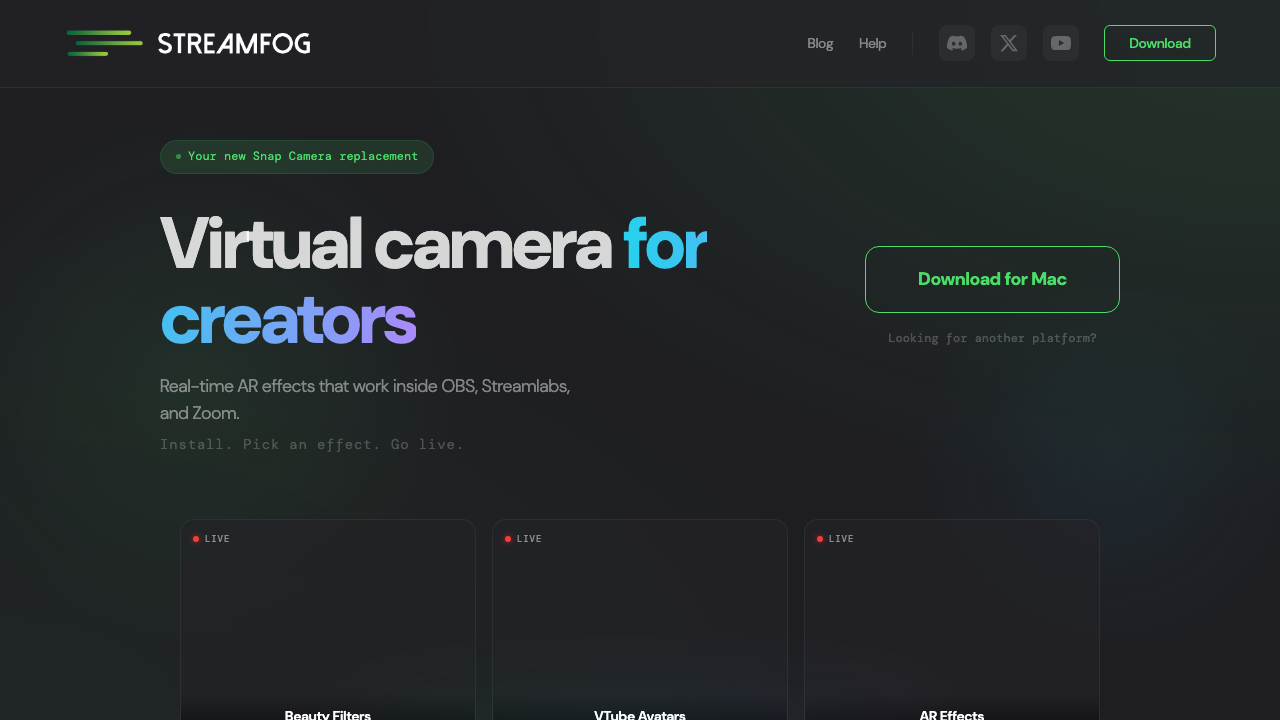 Streamfog — AR Effects & Virtual Camera for Streamers