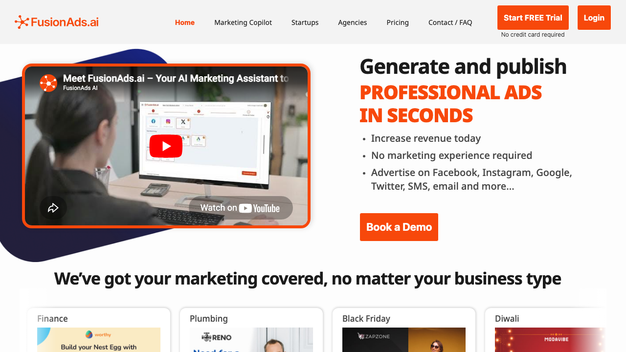 FusionAds.ai AI Generative Advertising platform for businesses and their agencies